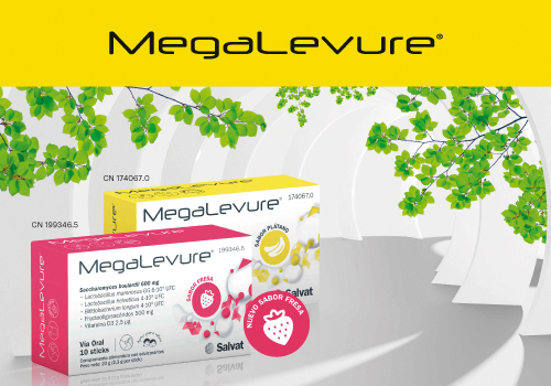 Logotipo MegaLevure®. Imagen campaña MegaLevure® Fresa y Plátano.